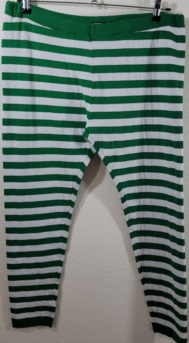 United States Sweater Green White Stripe Legging 1X Lightweight Soft Stretchy